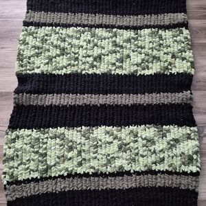 Black and Green Striped Knit Blanket